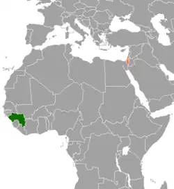 GuineaとIsraelの位置を示した地図