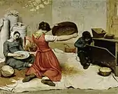 『小麦をふるいにかける女』(1854年)  ギュスターヴ・クールベ