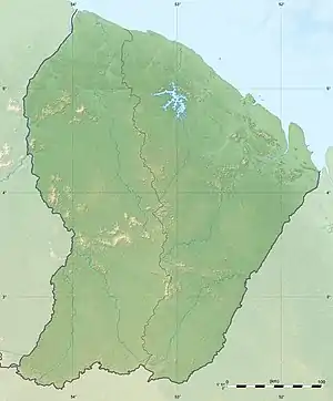 カイエンヌの位置（フランス領ギアナ内）