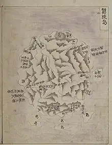 『廣輿圖』（1737-1776）鬱陵島の東側に"所謂于山"と示される小島が確認できる