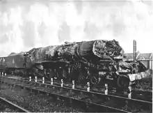 1952年のハーロウ&ウィールドストーン鉄道事故で大きく損壊した46242「シティ・オブ・グラスゴー」