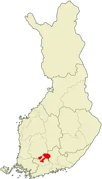 ハメーンリンナの位置の位置図