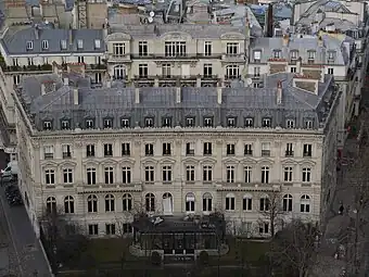 エトワール凱旋門から見るヨシフ・ギンヅブルク館 (Hôtel de Gunsburg)
