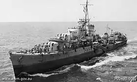 Port bow view of HMAS Nestor in 1941