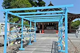 奉納されたてるてる坊主