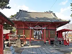 震災後の伊去波夜和氣命神社拝殿