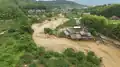 九州北部豪雨により北川が氾濫し被災した朝倉市杷木志波（2017年7月7日）
