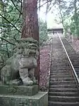 拝殿、本殿へ至る階段