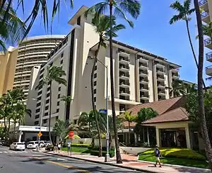 Part of the hotel campus (foreground) from Kalia Road