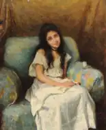 縫物をする若い女性 (1913)