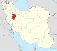 イランにおけるハマダーン（塗りつぶし部）。