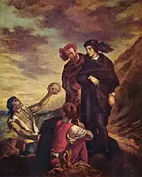 ハムレットとホレイショー（1839年、ルーヴル美術館所蔵）"Hamlet et Horatio au cimetière"