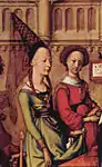 下げ髪をしてエナンをかぶっている女性（ハンス・ホルバイン (父)、1500-01年）