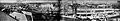 1954年(昭和29年)、南側から見た阪神野田駅周辺。阪神本線、国道線、北大阪線の位置関係が分かる。