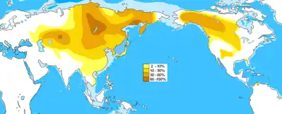 ハプログループC2の分布図