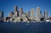 ボストン。アメリカマサチューセッツ州北東部サフォークにあり、人口約67万で、同州最大の都市。