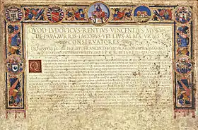 “Philippo Francisco Faxecvra Rocvyemon” のローマ市公民権証書(仙台市博物館蔵、国宝)