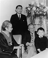 鳩山一郎・薫夫妻、息子・鳩山威一郎、孫・鳩山由紀夫。