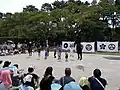 忍者体操をする忍者隊と子供たち（2018年8月）