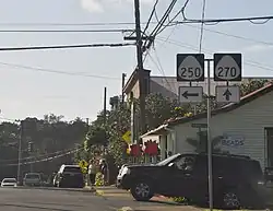 ハワイ州道250号線がここでハワイ州道270号線から南へ出る