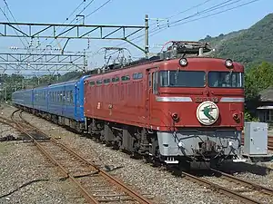 寝台特急「はやぶさ」を牽引する69号機 （2008年10月13日 木葉駅）