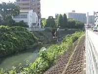 中荏橋付近より。早渕川本流と布川（中央奥）