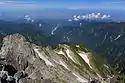 剱岳山頂から見下ろす早月尾根と早月川