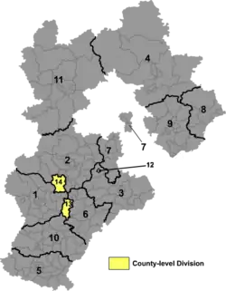 河北省中の定州市の位置(14番)