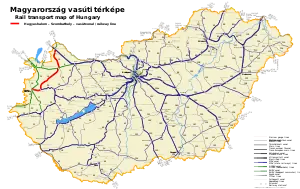 ヘジェシュハロム - ソンバトヘイ線の路線図