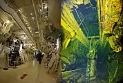 氷川丸と平安丸の機関室比較（船尾側からの視点）