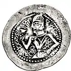 Obverse side of a coin featuring Hephthalite