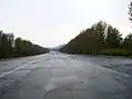 滑走路のため道幅が広い区間（青年英雄道路）