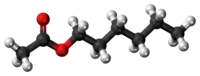 Ball-and-stick model of the hexyl acetate molecule{{{画像alt1}}}