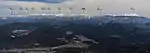 船山から望む北アルプス(飛騨山脈)の山並み、左から鍬崎山、大日連峰、剱岳、薬師岳、黒部五郎岳、水晶岳、笠ヶ岳、槍ヶ岳、穂高連峰、霞沢岳、乗鞍岳(2015年3月28日)