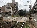 元田中に向けて発車する「ひえい」
