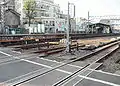 通過線が撤去された工事中の東北沢駅（2005年10月）