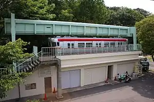 公園内に保存されているモノレール(2017年)