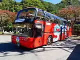 日の丸自動車興業より借り入れて運行されたオープントップバス「昇仙峡スカイバス」(OP-6)