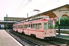 竣功当時の3100形3101編成(広電宮島駅 1986年5月)