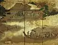 菱川師宣『隅田川上野風俗図屏風』（部分）