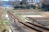 東日本大震災によるレールの歪み（金上駅 - 中根駅間）