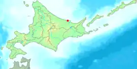 北海道内における常呂町の位置