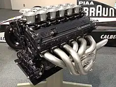 RA121Eエンジン（1991年）。ホンダとしては、第1期のRA301E（1968年）以来のV型12気筒エンジン。