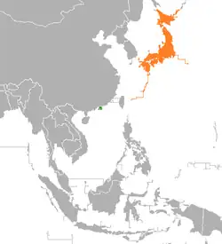 Hong KongとJapanの位置を示した地図