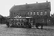 リガ市内で運行していた馬車鉄道（1900年頃撮影）
