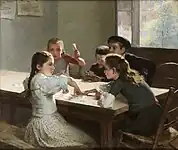 トランプする子供たち