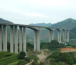 普安県と盤州市をまたぐ滬昆高速道路虎跳河大橋