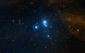 STScIのDSSによる散開星団IC 2391の撮像。最も明るく見えるほ座ο星の名を取って ο Velorum cluster とも呼ばれる。