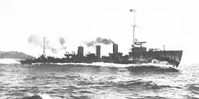 公試中の時津風(代艦)、1920年1月1日、宮津湾外、舞鶴海軍工廠撮影#日本海軍全艦艇史下巻p.557、No.1485の写真解説