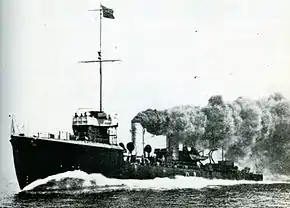 1918年、速力試験中の「桑」#日本駆逐艦史1992p.53